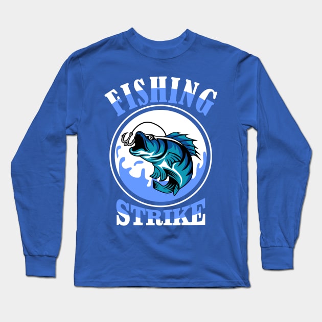 FISHING STRIKE BLUE Long Sleeve T-Shirt by beanbeardy